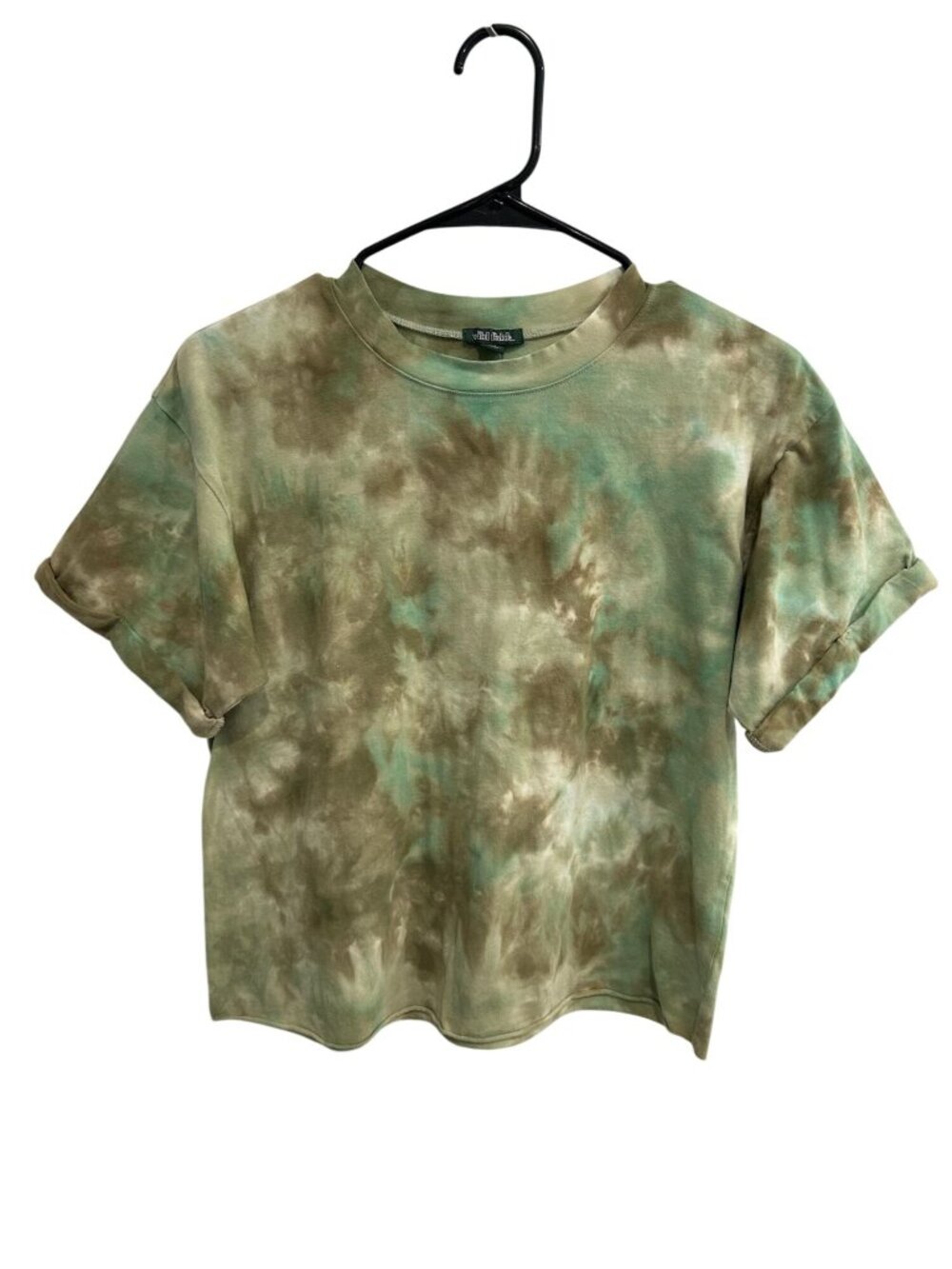 Wild Fable XS Green Brown Tie-Dye Cropped T-Shirt Top Grungecore Streetwear NWT